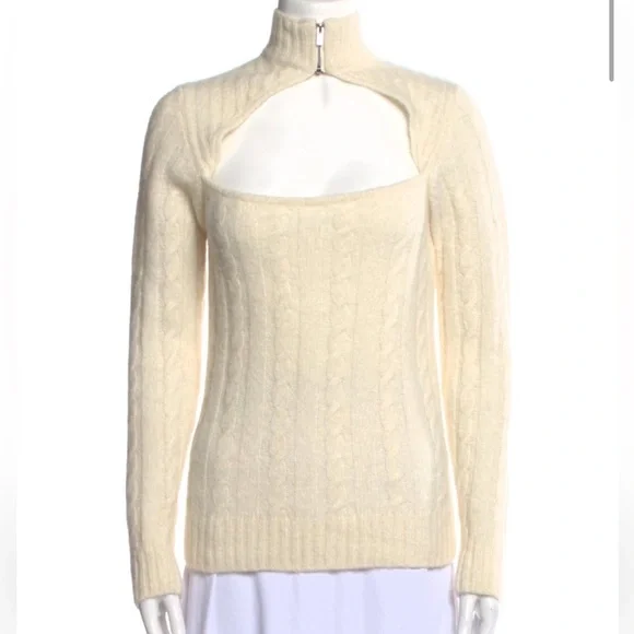GANNI // Cutout cable-knit alpaca-blend turtleneck sweater - Picture 7 of 7